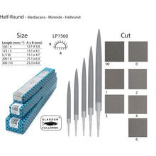 Load image into Gallery viewer, GLARDON-VALLORBE SWISS Hand Half Round File - 8" Cuts # 00-0-1-2 LP1560