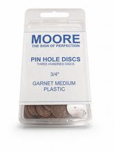 Load image into Gallery viewer, EC MOORE PLASTIC GARNET DISC 3/4" PIN HOLE 300 DISCS PER PACK MEDIUM GRIT
