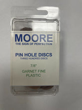 Load image into Gallery viewer, EC MOORE PLASTIC GARNET DISC 7/8" PIN HOLE 300 DISCS PER PACK FINE GRIT
