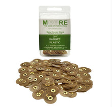 Load image into Gallery viewer, EC MOORE PLASTIC GARNET 3/4" BRASS METAL CENTER DISCS 200 PER PACK FINE GRIT
