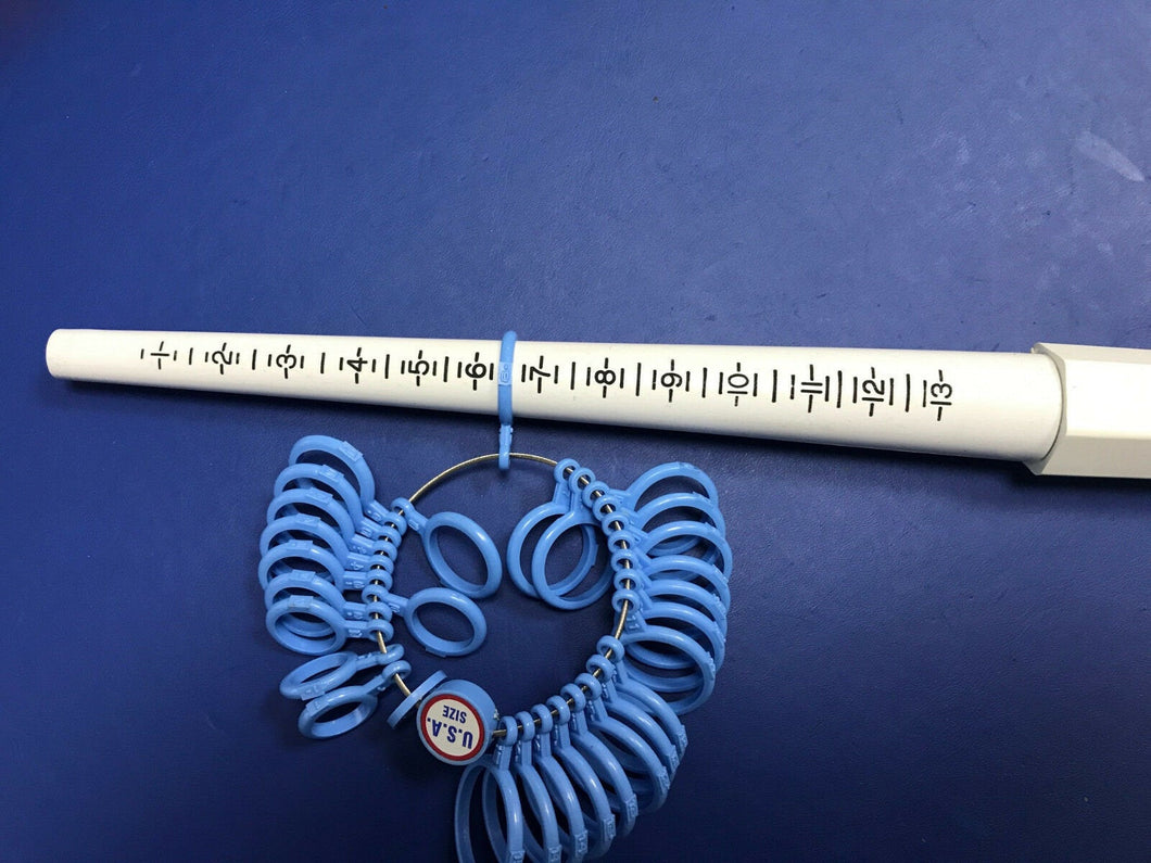 Plastic Ring Size Mandrel Stick & Finger Sizes Measuring Gauge Jewelry Tool Set