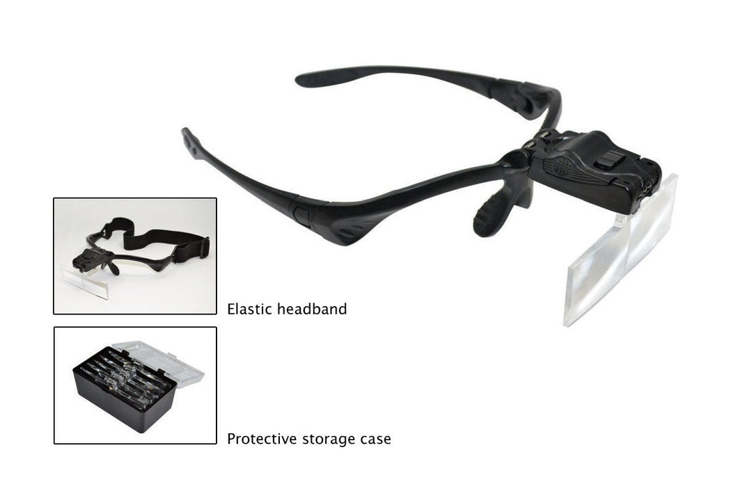 LED MAGNIFIER With 5 Interchangeable Lenses High Density Acrylic Eye Glass Frame