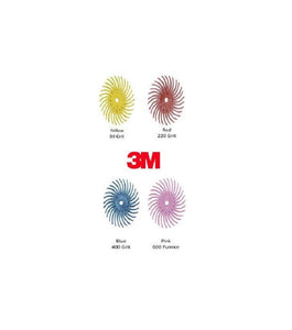 3M Radial Bristle Disc Brush 3/4" Yellow Red Blue Pink (Pumice) for Polishing, Cleaning, Finishing, and Deburring