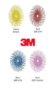 3M Radial Bristle Disc Brush 3/4" Yellow Red Blue Pink (Pumice) for Polishing, Cleaning, Finishing, and Deburring