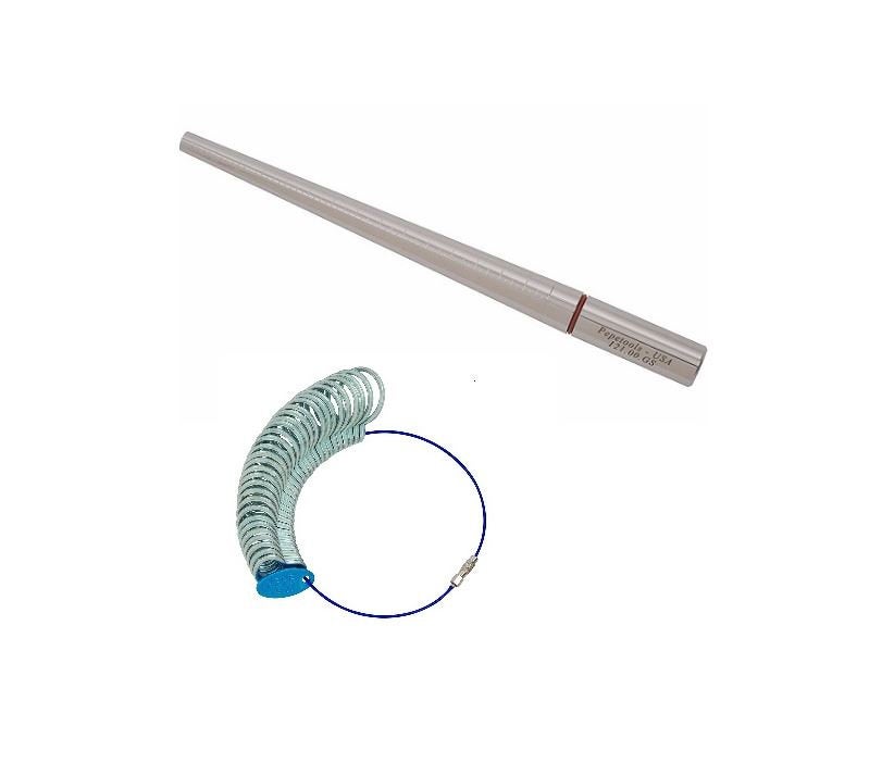 PEPETOOLS Gold Standard Grooved Ring Mandrel Sizer and Finger Ring Sizer Gauge