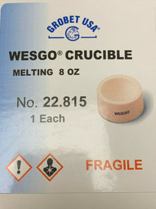 ORIGINAL WESGO CERAMIC Melting Dish Crucible For Platinum High Temp Metals 8 Oz.