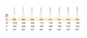 BUSCH BURS CONE Single Cut Bur Fig.17 Sizes 0.7mm To 2.3mm