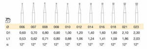 BUSCH BURS INVERTED Cone Fig. 3 Box Of 6 All Sizes From .6mm To 2.3mm