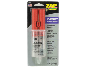 ZAP Z-POXY QUICK Shot 5 Minute Epoxy For Wood Metal Leather Ceramic Glass