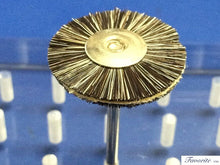 Load image into Gallery viewer, MOUNTED CHAMOIS &amp; SOFT GREY GOAT HAIR COMBINATION 1&quot; BRISTLE POLISHING BRUSHES
