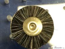 Load image into Gallery viewer, MOUNTED CHAMOIS &amp; SOFT GREY GOAT HAIR COMBINATION 1&quot; BRISTLE POLISHING BRUSHES
