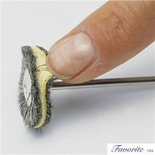 Load image into Gallery viewer, MOUNTED CHAMOIS &amp; SOFT GREY GOAT HAIR COMBINATION 1&quot; BRISTLE POLISHING BRUSHES
