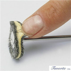 MOUNTED CHAMOIS & SOFT GREY GOAT HAIR COMBINATION 1" BRISTLE POLISHING BRUSHES