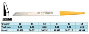 GLARDON VALLORBE HSS Swiss Round Gravers Yellow Size # 50, 51, 52, 8, 53, 54